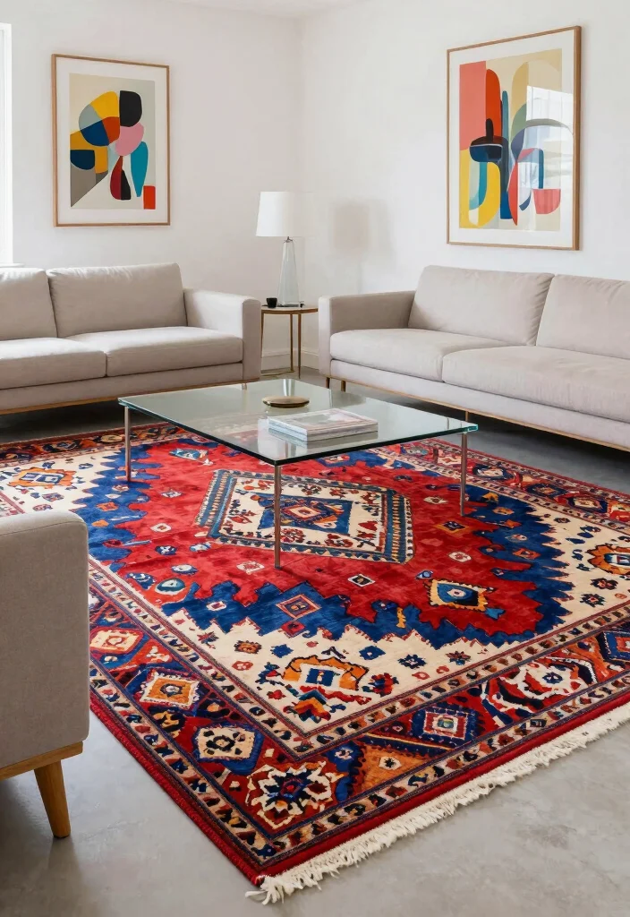 17 Living Room Designs Area Rugs Ideas Grounded Layouts - 8. Rugs as Art 1