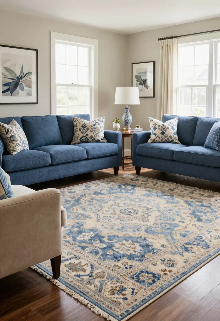 17 Living Room Designs Area Rugs Ideas Grounded Layouts - 9. Cohesive Color Schemes 1