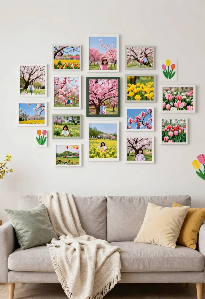 17 Living Room Photo Wall Ideas Personal Gallery Style - 12. Seasonal Rotation 1