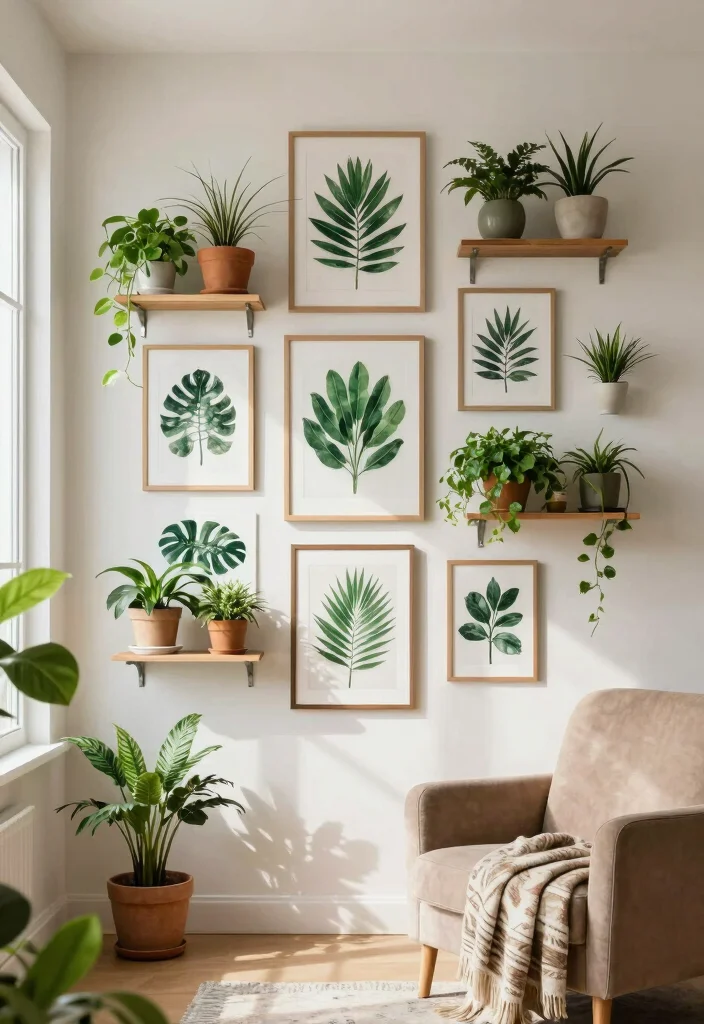17 Living Room Photo Wall Ideas Personal Gallery Style - 3. Botanical Bliss 1