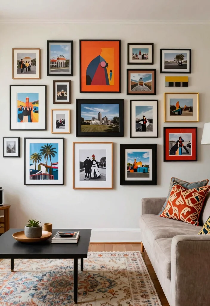 17 Living Room Photo Wall Ideas Personal Gallery Style - 7. Artful Arrangements 1