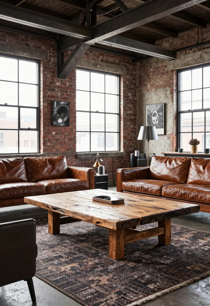 17 Masculine Living Room Decor Ideas For a Clean, Bold Design - 1. Industrial-Style Furniture 1
