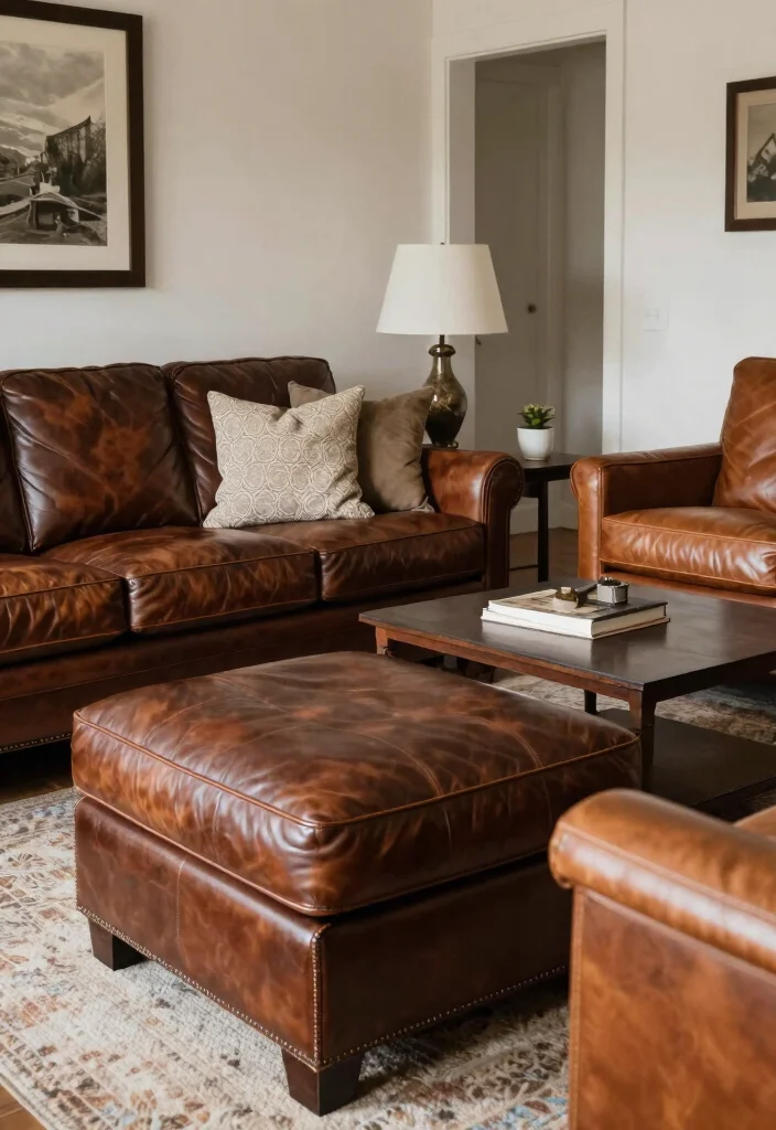 17 Masculine Living Room Decor Ideas For a Clean, Bold Design - 16. Classic Leather Accents 1