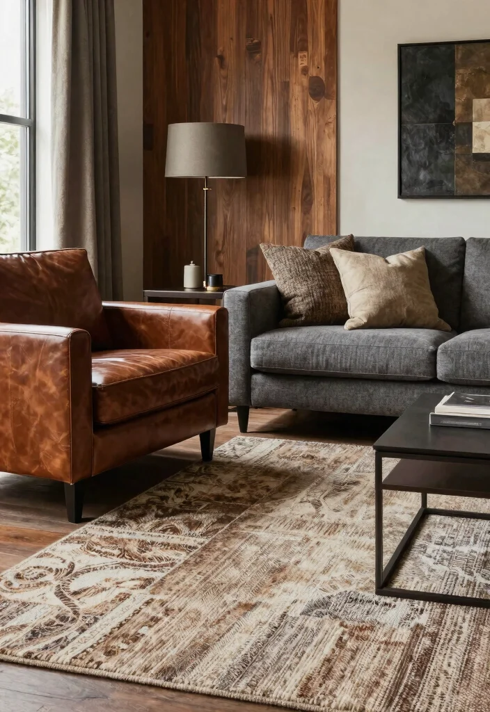 17 Masculine Living Room Decor Ideas For a Clean, Bold Design - 4. Textured Fabrics 1