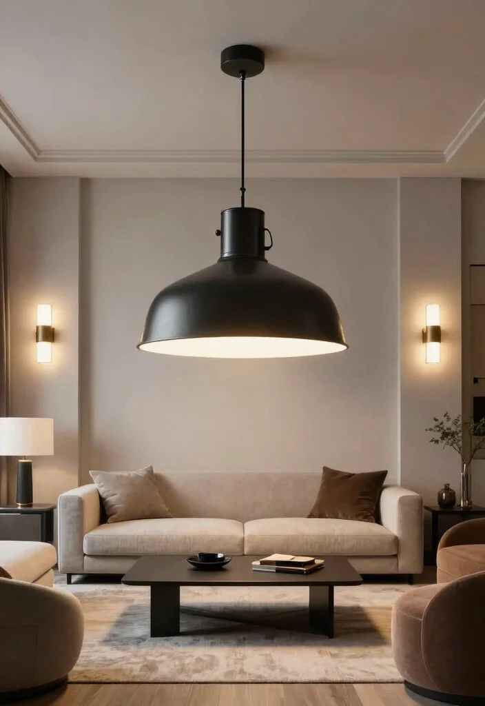 17 Masculine Living Room Decor Ideas For a Clean, Bold Design - 5. Statement Lighting 1