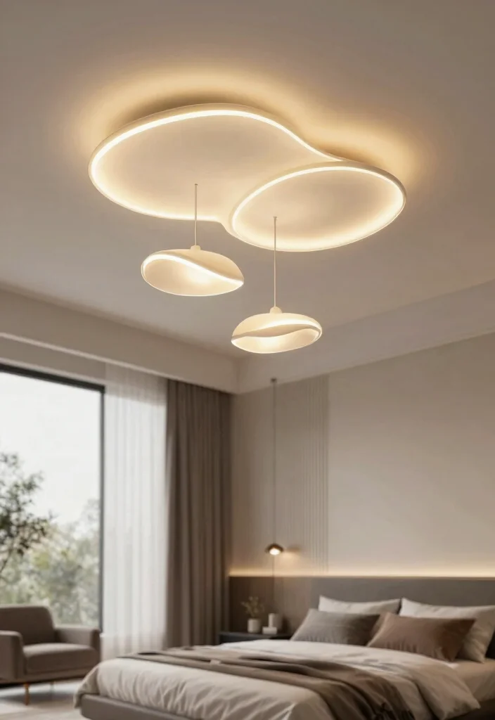 17 New Ceiling Design Bedroom Ideas with a Modern Architectural Touch - 10. Unique Lighting Designs 1