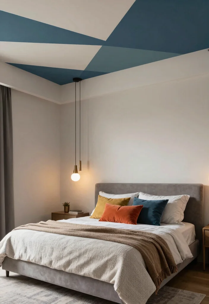 17 New Ceiling Design Bedroom Ideas with a Modern Architectural Touch - 3. Geometric Patterns 1