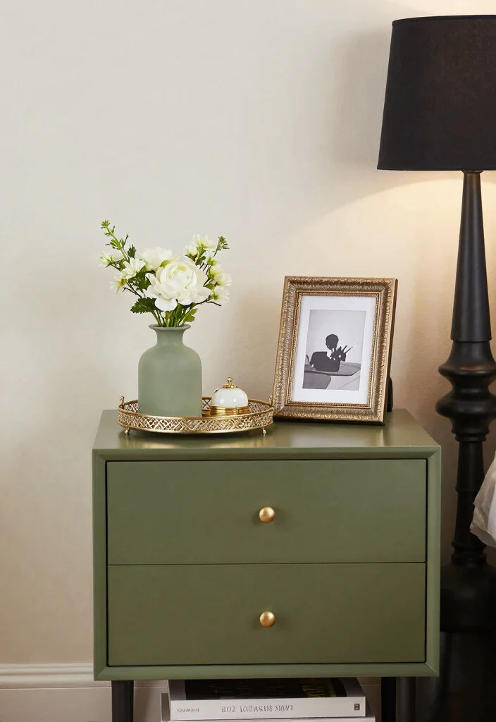 17 Olive Green and Black Bedroom Ideas for a Bold, Sophisticated Look - 6. Olive Green Accent Decor 1