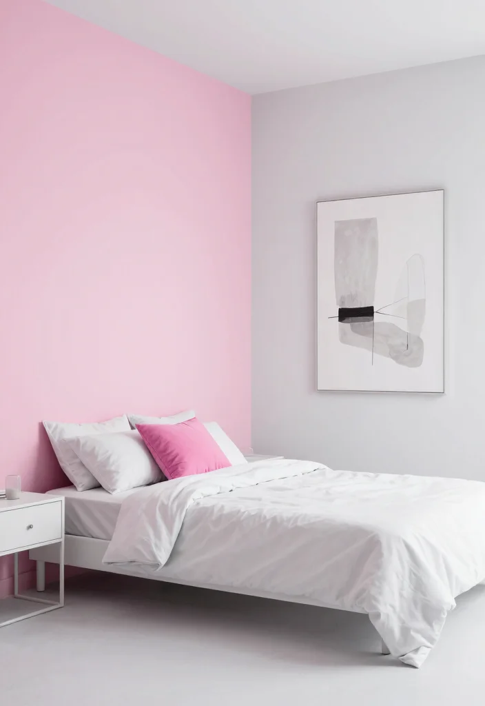 17 Pink Walls Bedroom Ideas Chic Feminine Style - 10. Minimalist Pink 1