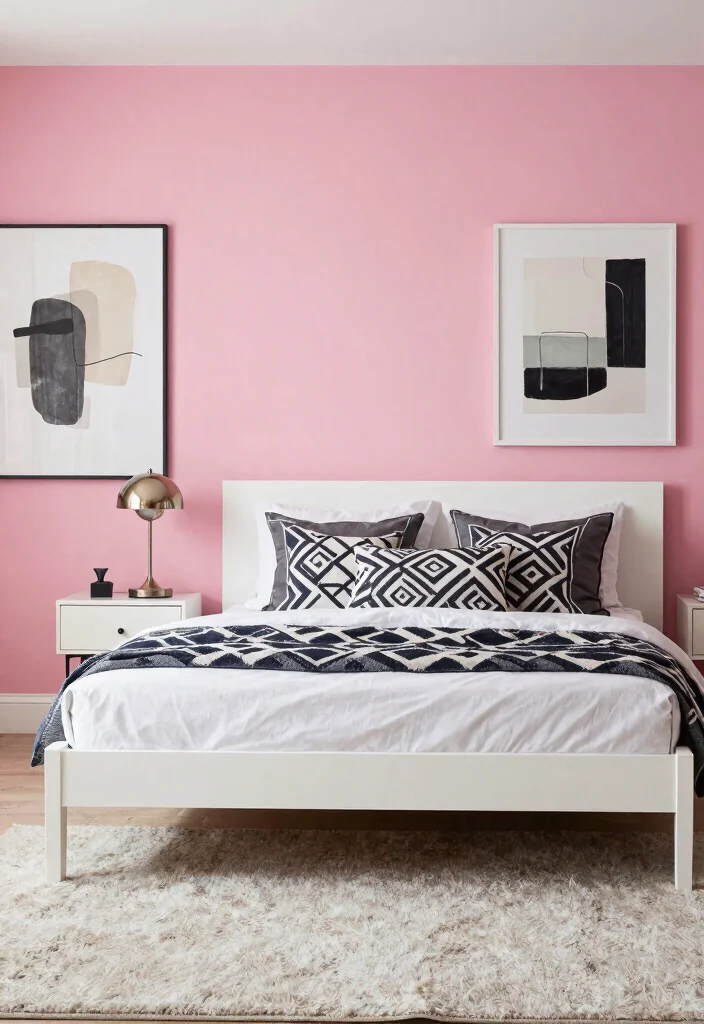 17 Pink Walls Bedroom Ideas Chic Feminine Style - 4. Modern Chic 1