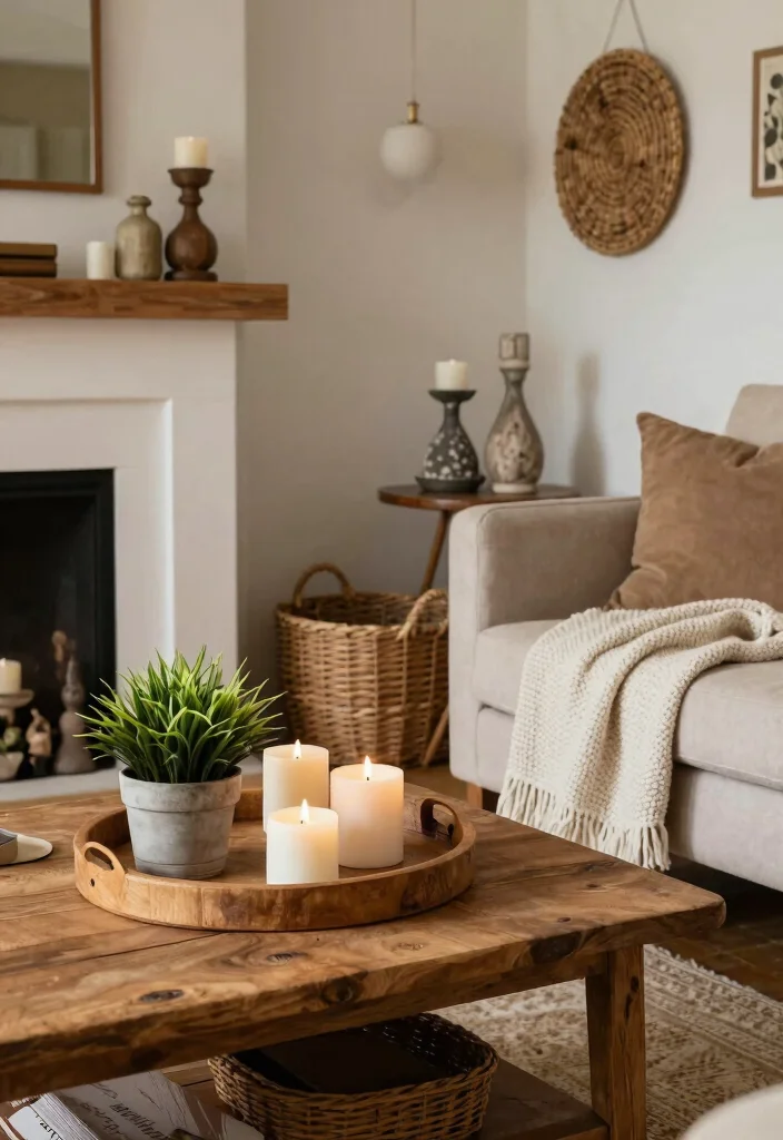 17 Rustic Decor Living Room Ideas for Cozy Natural Texture - 16. Rustic Accessories for Finishing Touches 1