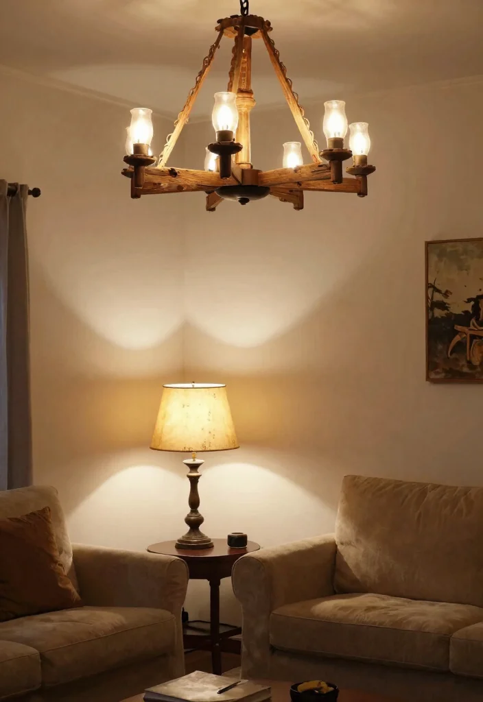 17 Rustic Decor Living Room Ideas for Cozy Natural Texture - 8. Statement Lighting Fixtures 1
