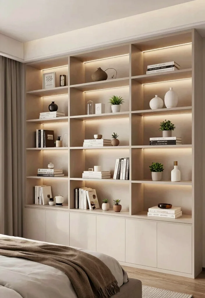 17 Shelving Ideas for Bedroom Organized Stylish Display - 10. Built-In Shelving for a Seamless Look 1