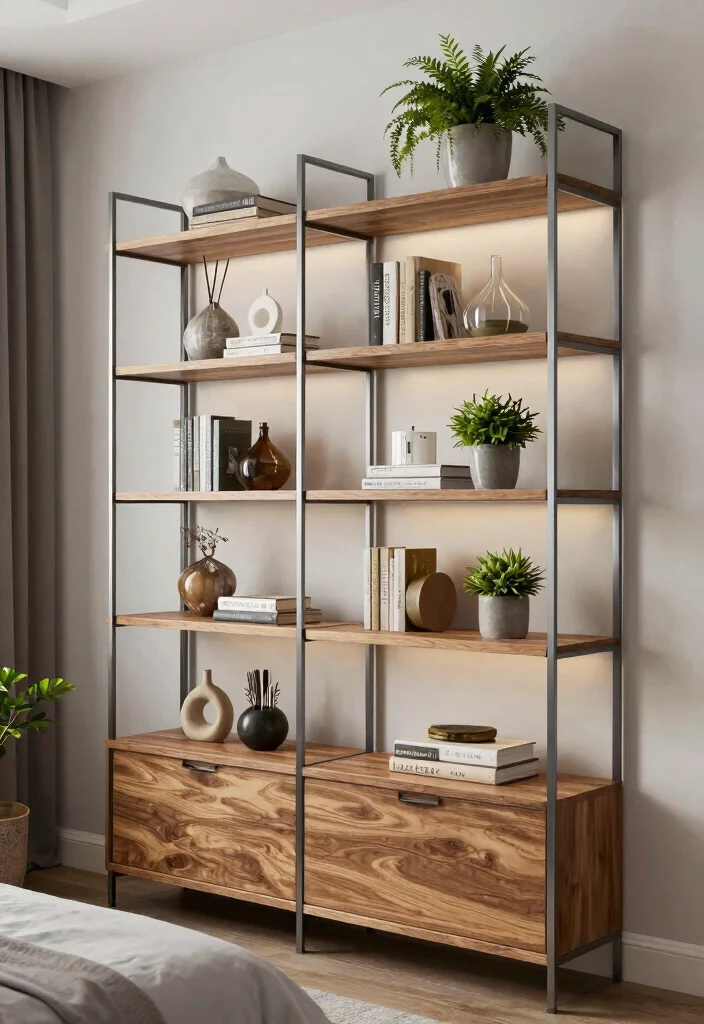 17 Shelving Ideas for Bedroom Organized Stylish Display - 13. Tiered Shelving for Functional Style 1