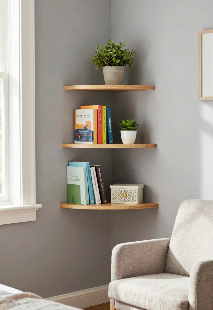 17 Shelving Ideas for Bedroom Organized Stylish Display - 2. Corner Shelves to Utilize Every Inch 1