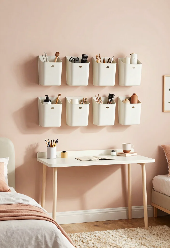 17 Shelving Ideas for Bedroom Organized Stylish Display - 5. Wall-Mounted Storage Bins for Easy Access 1