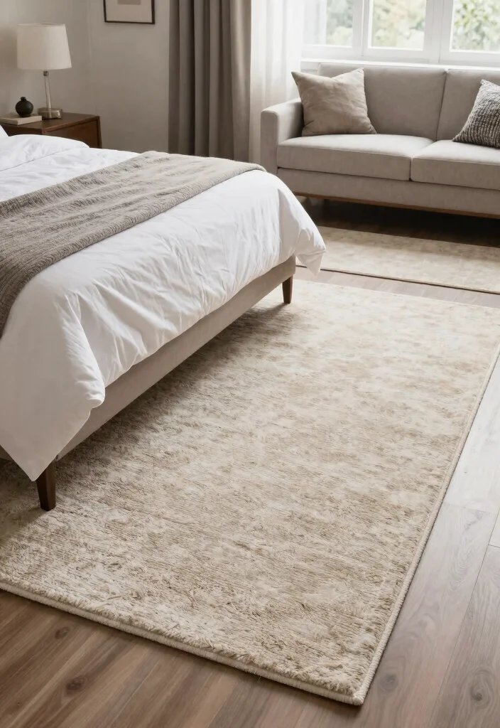 17 Small Bedroom Floor Plan Ideas to Maximize Every Inch - 10. Clever Use of Area Rugs 1