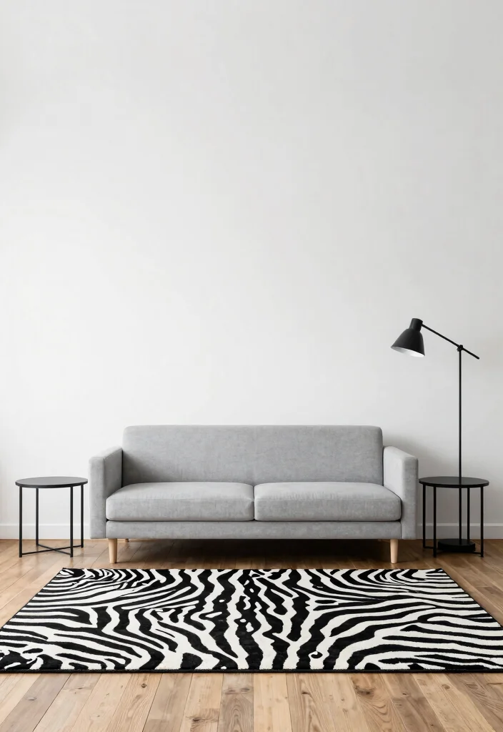 17 Zebra Rug Living Room Ideas Bold Statement Style - 3. Minimalist Meets Bold 1