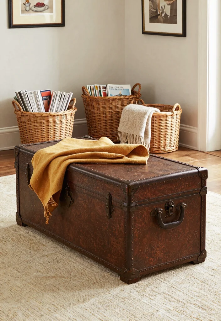 18 Antique Decor Living Room Ideas Timeless Classic Charm - 10. Use Vintage Storage Solutions 1