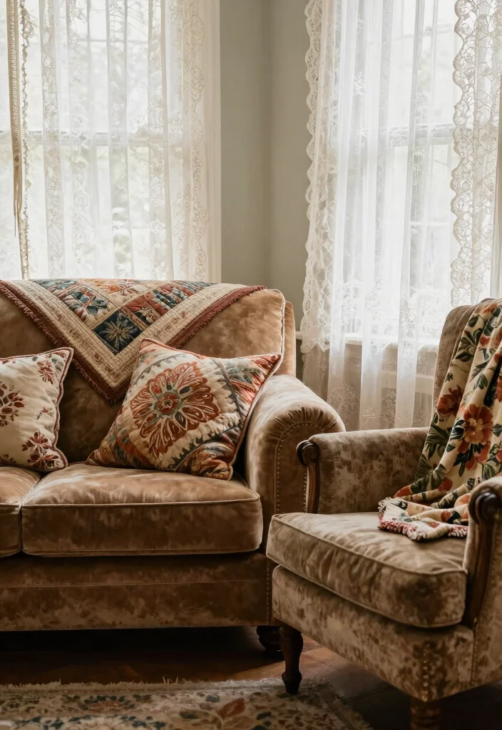 18 Antique Decor Living Room Ideas Timeless Classic Charm - 14. Incorporate Vintage Textiles 1