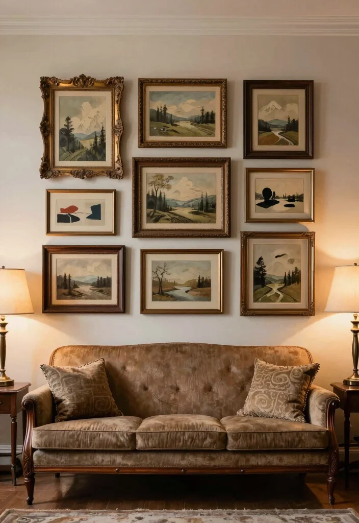 18 Antique Decor Living Room Ideas Timeless Classic Charm - 16. Use Vintage Artwork 1