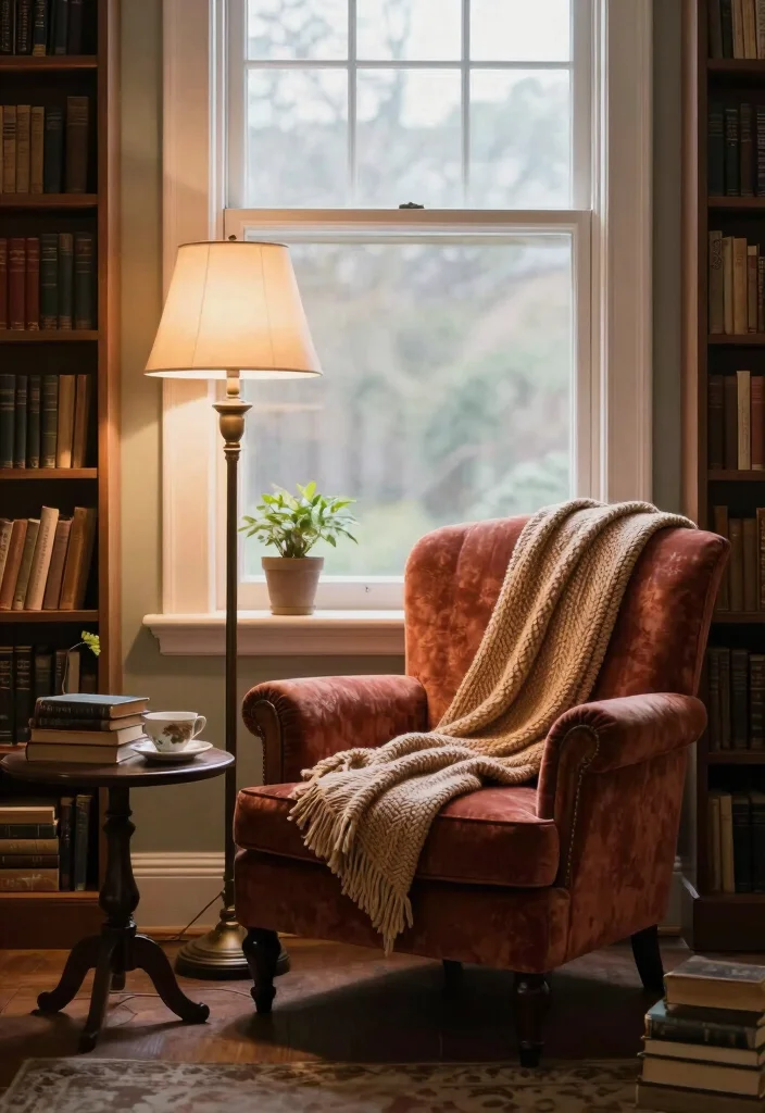 18 Antique Decor Living Room Ideas Timeless Classic Charm - 5. Create a Cozy Reading Nook 1