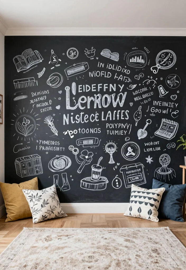 18 Awkward Wall Space Living Room Ideas Smart Solutions - 16. Chalkboard Walls 1