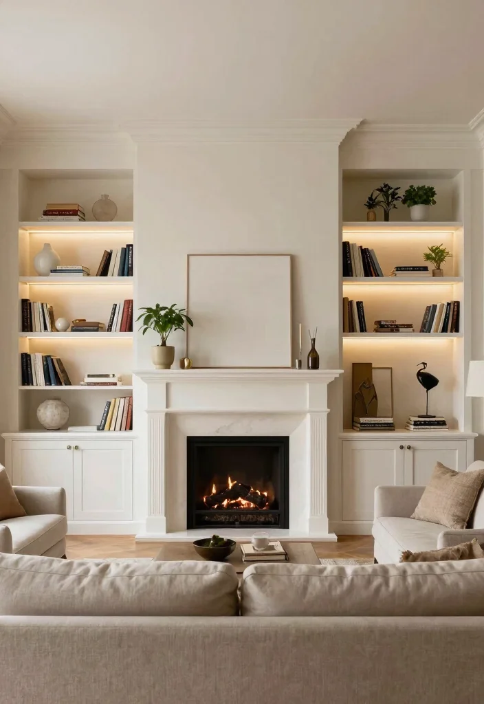 18 Awkward Wall Space Living Room Ideas Smart Solutions - 6. Custom Built-Ins 1