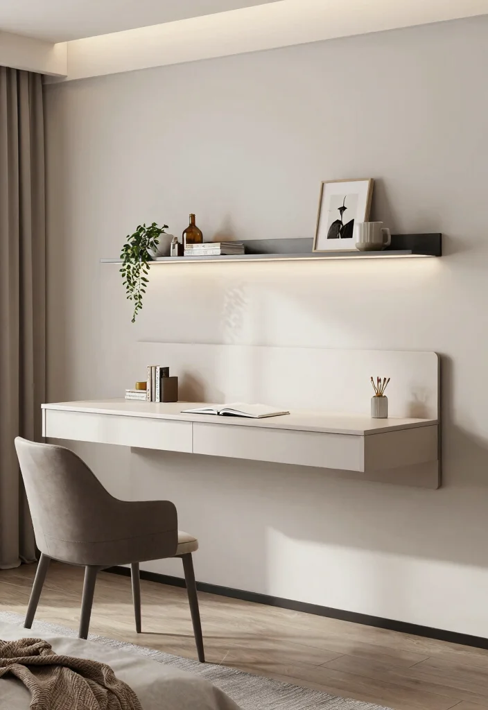 18 Awkward Wall Space Living Room Ideas Smart Solutions - 7. Wall-Mounted Desks 1