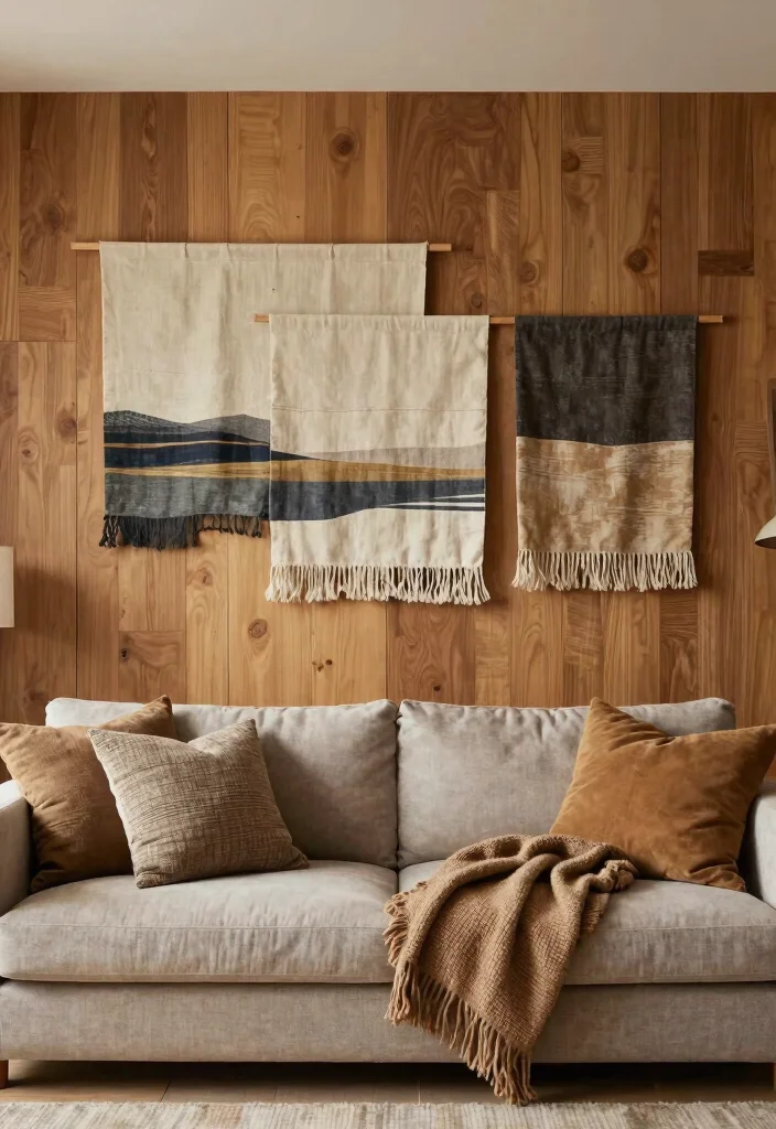 18 Awkward Wall Space Living Room Ideas Smart Solutions - 9. Layered Textures 1