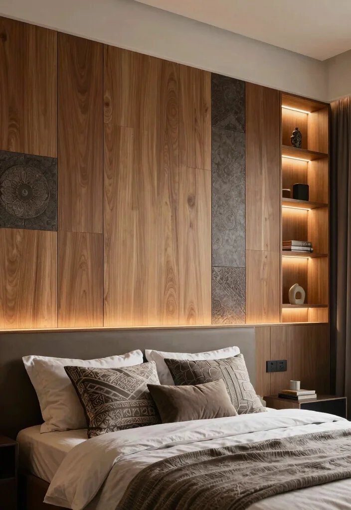 18 Bedroom Built-Ins Around Bed Ideas: Custom Smart Design - 8. Artistic Wall Panels 1
