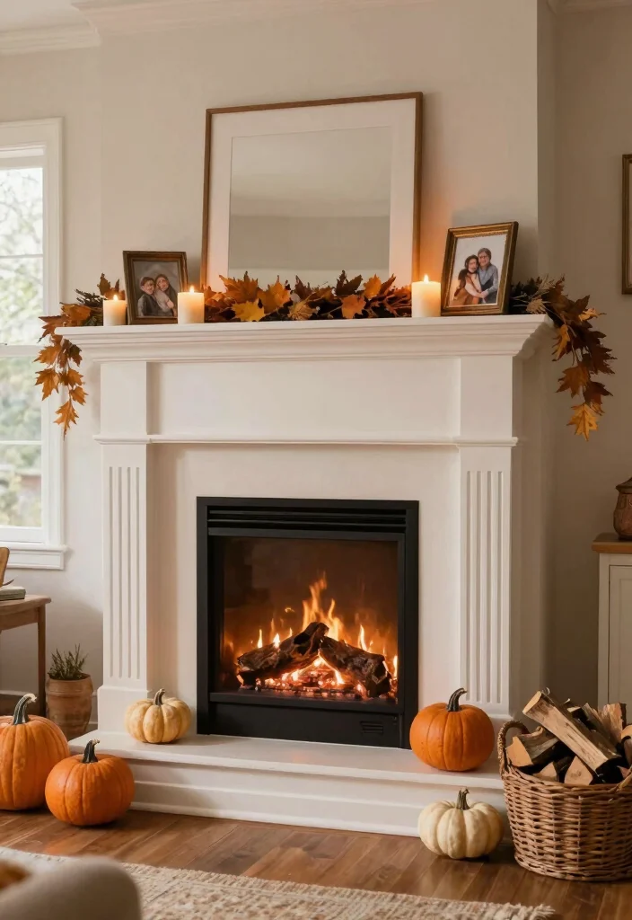 18 Cozy Fall Living Room Decor Ideas for Seasonal Updates - 14. Create a Cozy Fireplace Setup 1