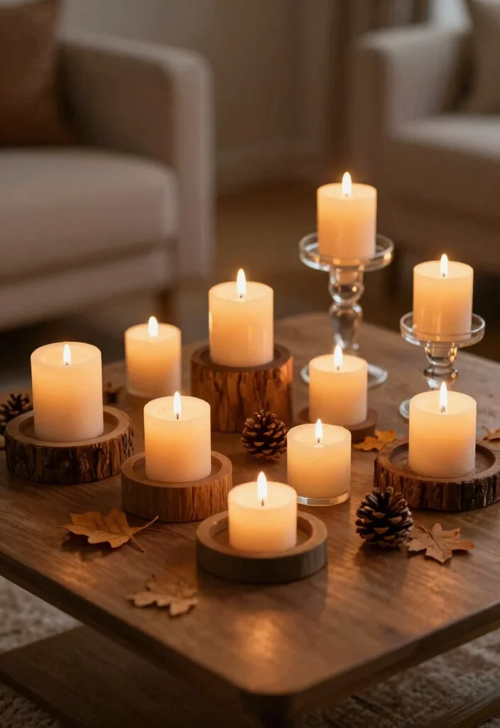 18 Cozy Fall Living Room Decor Ideas for Seasonal Updates - 6. Use Candles for Ambiance 1
