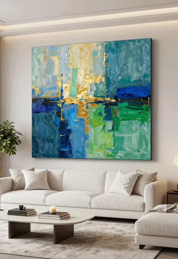 18 Modern Living Room Wall Decor Ideas for a Clean, Stylish Touch - 1. Large Abstract Art Piece 1