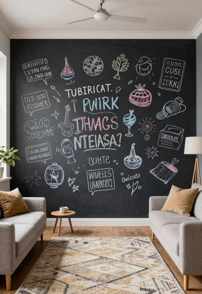 18 Modern Living Room Wall Decor Ideas for a Clean, Stylish Touch - 15. Chalkboard Walls 1