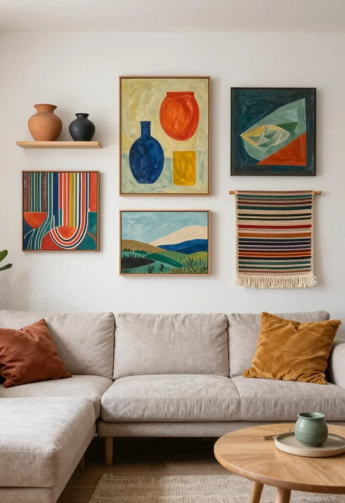 18 Modern Living Room Wall Decor Ideas for a Clean, Stylish Touch - 16. Local Artisans’ Creations 1