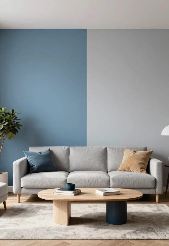 18 Modern Living Room Wall Decor Ideas for a Clean, Stylish Touch - 17. Color-Blocked Walls 1