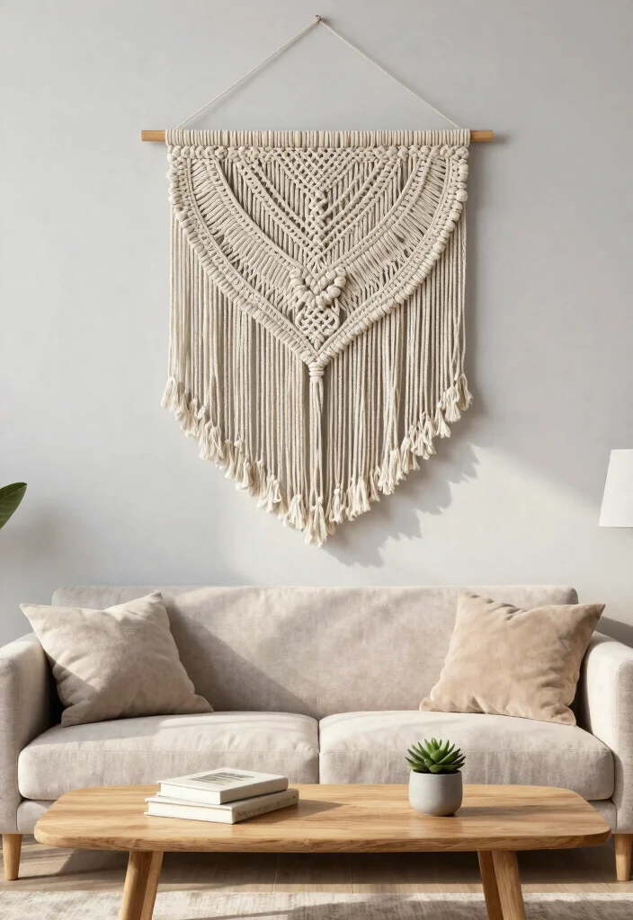 18 Modern Living Room Wall Decor Ideas for a Clean, Stylish Touch - 5. Textured Wall Hangings 1