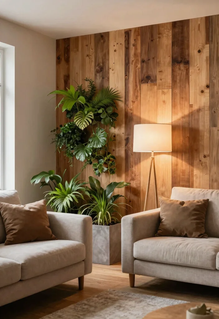 18 Modern Living Room Wall Decor Ideas for a Clean, Stylish Touch - 8. Natural Elements 1