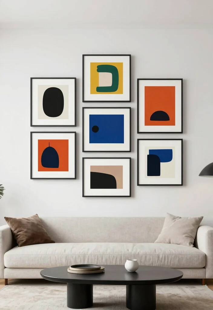 18 Modern Living Room Wall Decor Ideas for a Clean, Stylish Touch - 9. Floating Frames 1