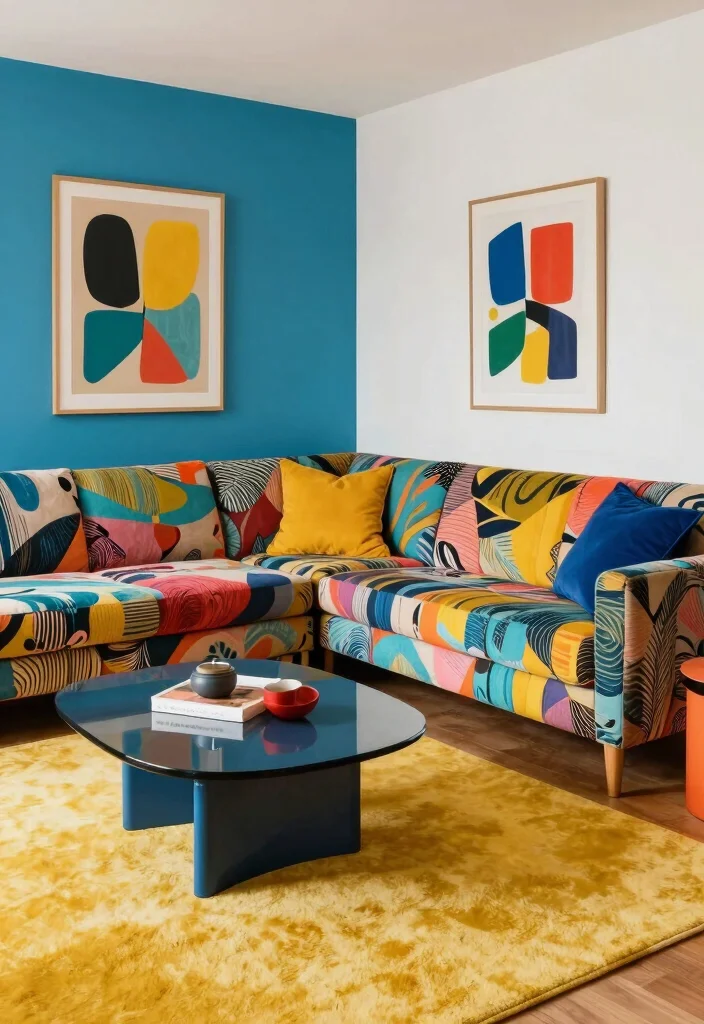 18 Sofas Ideas Living Room Modern L Shape Designs - 11. Artistic Upholstery Patterns 1