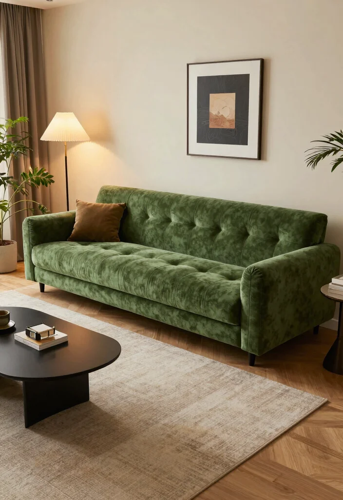 18 Sofas Ideas Living Room Modern L Shape Designs - 12. Vintage Revival L-Shape Sofa 1