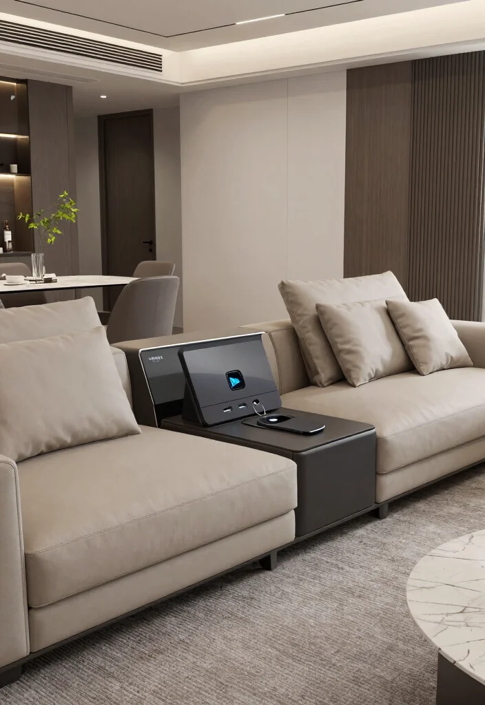 18 Sofas Ideas Living Room Modern L Shape Designs - 16. Smart Technology Integration 1