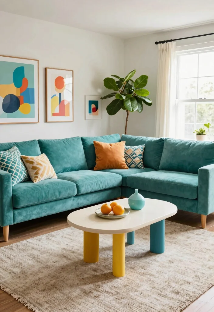 18 Sofas Ideas Living Room Modern L Shape Designs - 2. Bold Color Statement 1