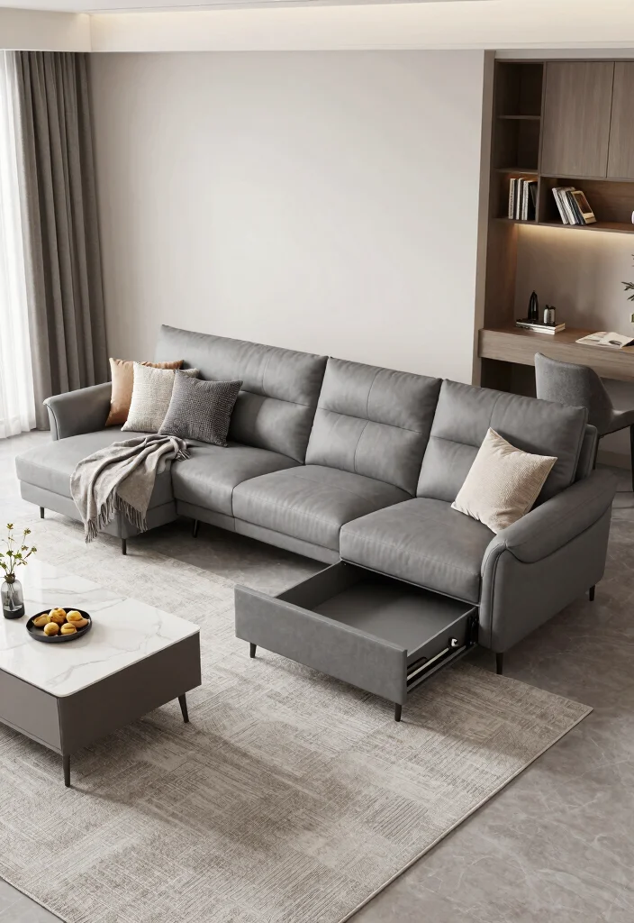 18 Sofas Ideas Living Room Modern L Shape Designs - 3. Sectional Sofas with Built-In Storage 1