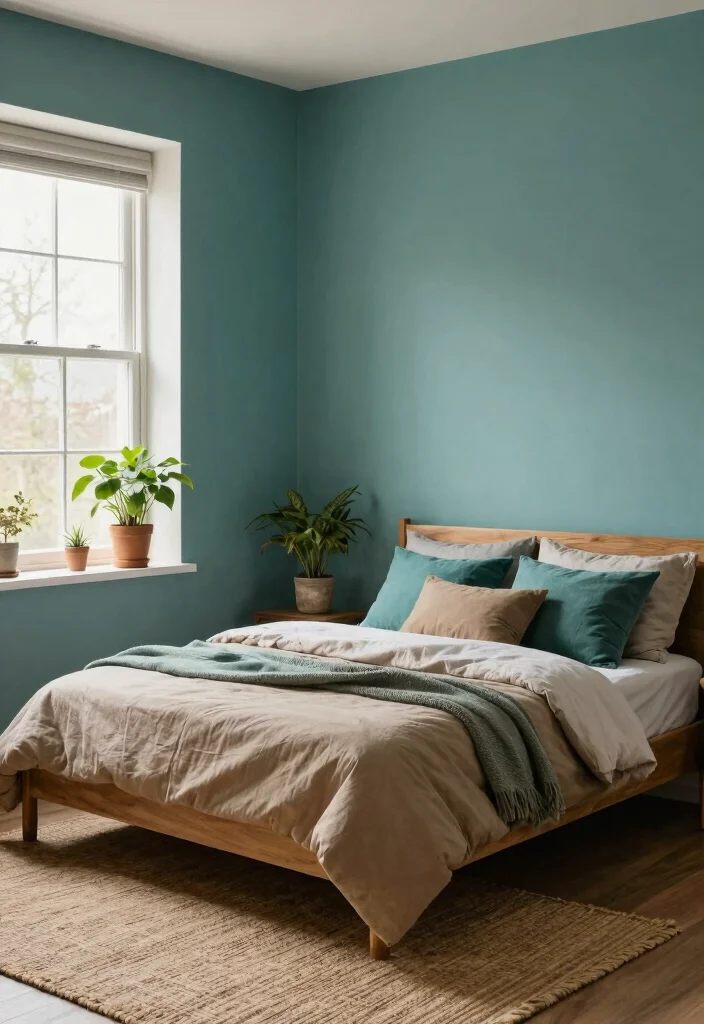 18 Teal Accent Wall Bedroom Ideas: Rich Vibrant Color - 12. Teal and Earth Tones 1