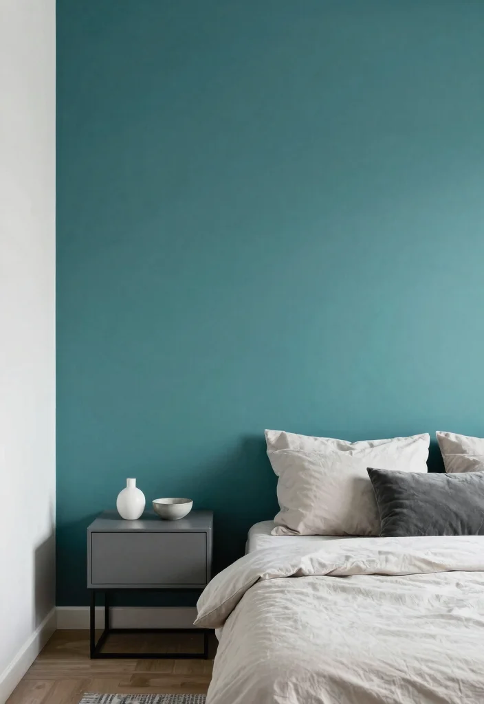 18 Teal Accent Wall Bedroom Ideas: Rich Vibrant Color - 14. Minimalist Teal Touches 1