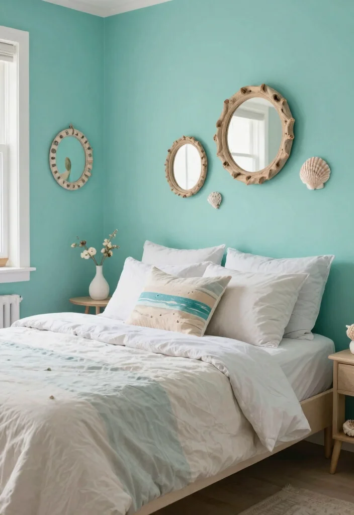 18 Teal Accent Wall Bedroom Ideas: Rich Vibrant Color - 16. Coastal Teal Retreat 1