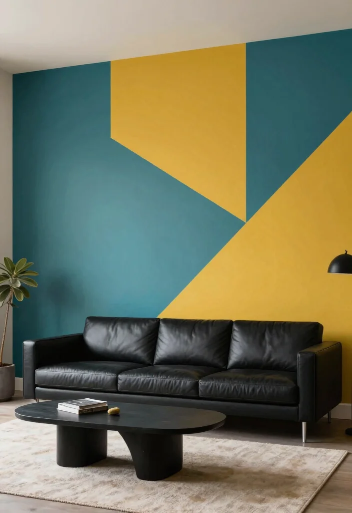 18 Wall Design in Living Room Ideas for Visual Impact and Style - 1. Bold Geometric Patterns 1