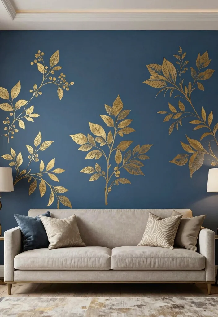 18 Wall Design in Living Room Ideas for Visual Impact and Style - 15. Bold Stenciled Designs 1